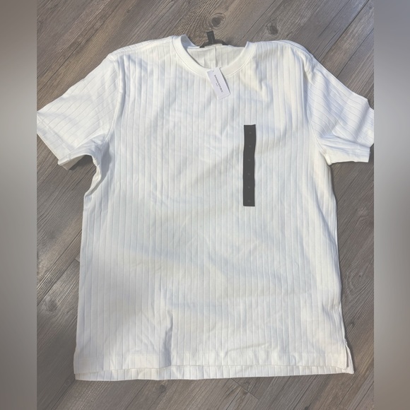 White Ribbed Short Sleeve Top - Picture 2 of 3